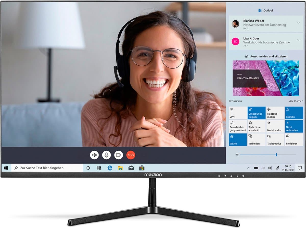 MEDION P52218 (MD 20150) 54,6 cm (22 inch) Full HD breedbeeldmonitor (FHD, 16:9, HDMI, VGA, antiflikkering, antiverblinding, antiblauwlicht, meertalig menu) zwart — afbeelding 1