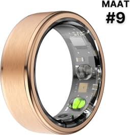 Kuno Ring 1 - Slimme ring - Smart Wearable - Health Ring - Slaap Tracker - Hartslagmeter - Stappenteller - Fitness en Activiteiten Tracker - Calorieen Bijhouden - Geen Abbonement - Waterdicht - voor Mannen en Vrouwen - Goud - Maat #9 — thumbnail 2