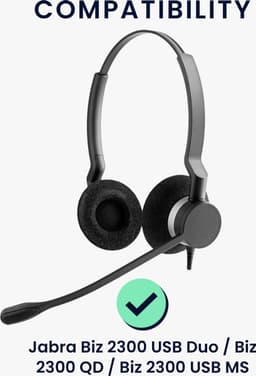 kwmobile 2x oorkussens geschikt voor Jabra Biz 2300 USB Duo / Biz 2300 QD / Biz 2300 USB MS - Earpads voor koptelefoon in zwart — thumbnail 2