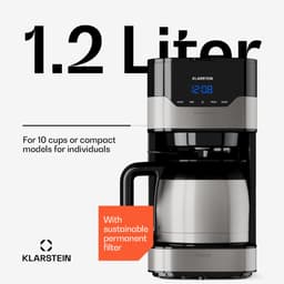 Klarstein 1,2 L Koffiezetapparaat met Thermoskan en Timer, Filterkoffiezetapparaat voor 10 Kopjes, 800 W Grote Filterkoffiemachine, Koffiezetapparaat met RVS Thermoskan - voor Keuken - Touch - Display - Coffee Machine - Koffieautomaat — thumbnail 5