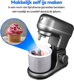 MEDION 4 in 1 universele keukenmachine (1200 watt, 8 standen, mengen kneden roeren hakken, ijskom voor het bereiden van ijs, digitaal display, MD18440) Titanium — thumbnail 3