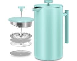 Franse Pers Koffiezetapparaat - 34oz (1.0 Liter) met Dubbelwandige Geïsoleerde Cafetière en Extra Filter