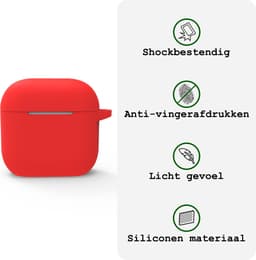 Case - Geschikt voor Apple AirPods 4 / 5 - Siliconen Hoes met Clip - Silicone Hoesje Cover - Rood — thumbnail 3