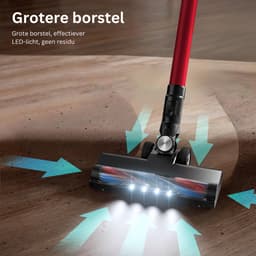 MKSS® Stofzuiger Zonder Zak - Steelstofzuiger Draadloos - Steelstofzuigers - Stofzuigers - Vacuum Cleaner - Rood en Zwart — thumbnail 4