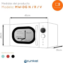 20 liter capaciteit Magnetron MW-20 vintage design 5 standen ontdooi timerfunctie 700 W digitaal rood — thumbnail 3