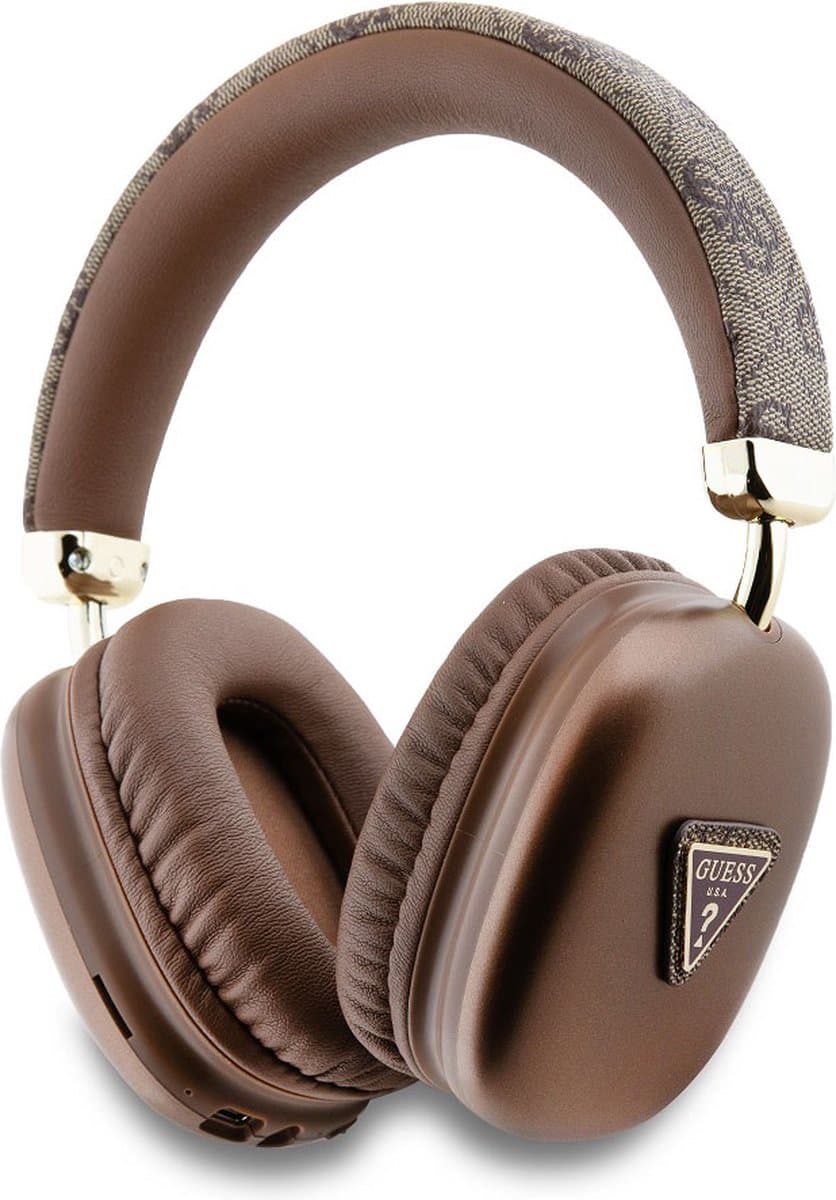 Guess PU Leather 4G Triangle Logo Headphone - Geschikt voor Bluetooth Smartphones - Bruin — afbeelding 1