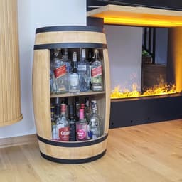Rustieke Minibar Kast met LED Verlichting - Vintage Bartafel voor Glazen en Flessen — thumbnail 3