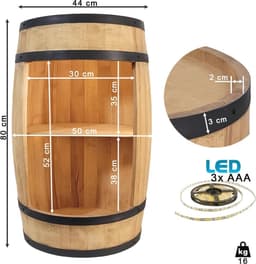 Rustieke Minibar Kast met LED Verlichting - Vintage Bartafel voor Glazen en Flessen — thumbnail 4