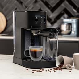 BluMill Koffiemachine - Pistonmachine - Espressomachine - Incl. automatische melkschuimer & 2 portafilters - Mat Zwart — thumbnail 4
