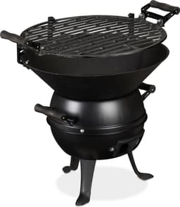 houtskool barbecue - gietijzer en staal - hoogte verstelbaar - draagbaar - rooster Ø 35 cm - zwart — thumbnail 1
