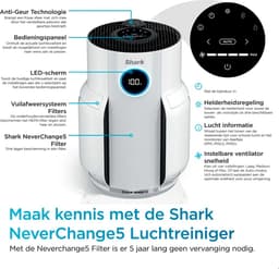 Shark NeverChange5 Luchtreiniger Max - Ruimtes tot 130 m² - 5-jarig HEPA NanoSeal Filter - met Geurfilter - HP300EU — thumbnail 2