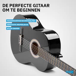Klassieke Akoestische Gitaar 4/4 - Met Nylon Snaren - MAX SoloArt - Beginnersset met Accessoires - Zwart — thumbnail 2