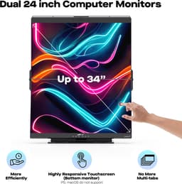 Mobile Pixels Geminos T - Gestapelde Dubbele 24 Inch Monitor - FHD - 60hz - 10 in 1 dock - Onderste display Touchscreen — thumbnail 5