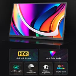 Lipa HDR-80 portable monitor Full HD 18.5 inch - Draagbaar scherm - Computerscherm - Beeldscherm - 100 Hz - HDMI - 2x USB C - Met hoes en kickstand - Ook voor game consoles - Freesync - 1920 x 1080 pixels - Dual Speakers - Energiezuinig — thumbnail 5