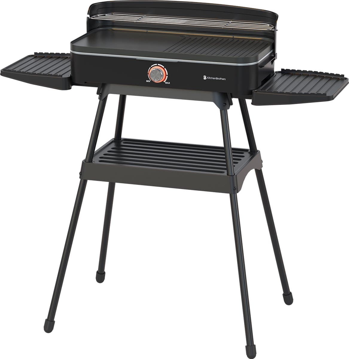 KitchenBrothers Elektrische BBQ - Staand en Tafelmodel Barbecue - Tafelbarbecue - Anti-aanbaklaag - 24x50cm Grilloppervlak - 2200W - Vaderdag Cadeau - Zwart — afbeelding 1