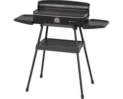 KitchenBrothers Elektrische BBQ - Staand en Tafelmodel Barbecue - Tafelbarbecue - Anti-aanbaklaag - 24x50cm Grilloppervlak - 2200W - Vaderdag Cadeau - Zwart