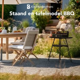 KitchenBrothers Elektrische BBQ - Staand en Tafelmodel Barbecue - Tafelbarbecue - Anti-aanbaklaag - 24x50cm Grilloppervlak - 2200W - Vaderdag Cadeau - Zwart — thumbnail 2