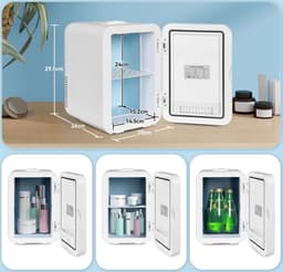 Skincare Fridge - Mini Koelkast 8 Liter – Met Spiegel en Verlichting - Mini Fridge - Make up Koelkast 12v - Skincare Organizer - Skincare Koelkast - Small Fridge - Cosmetica — thumbnail 2