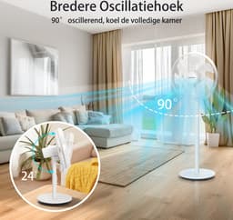 Aigostar Statiefventilator Brisk - Staande ventilator- Stille Werking -3 Snelheden-in Hoogte Verstelbaar-7 bladen-45W-Wit — thumbnail 3