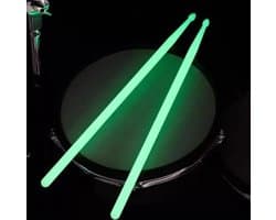 Glow in The Dark Drumstokken Groen Neon Nylon - 1 Paar - 5A Drumstokken - Lichtgevende drumstokken in het donker Kado Drummer - Cadeau Drummer -