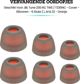Somstyle Vervangende Oordopjes Geschikt Voor JBL Tune 230 NC TWS / T230NC - Siliconen - 6 Stuks ( S, M & L) - Zwart / Oranje — thumbnail 2