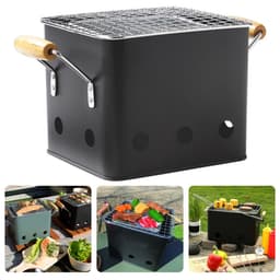 BBQ Kubus - Mini-Barbecue - Mat Zwart - Compacte Eenpersoons Barbecue - 18x15xH15 cm - Geschikt voor Houtskool - Draagbare Grill voor Outdoor Gebruik - Kleine BBQ voor Picknicks - Kamperen - Tuinfeestjes — thumbnail 1