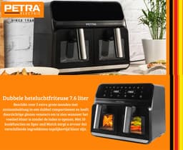 Luxe Dubbele Airfryer – Duo Heteluchtfriteuse – 2 Onafhankelijke Kookzones – 10 Kookprogramma’s – 7,6L Capaciteit – Modern Design – 1700W – Zwart — thumbnail 4