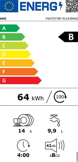 AEG F93SV807P - Inbouwvaatwasser - 60 cm - Energieklasse: D - Besteklade - Aantal couverts: 14 — thumbnail 2