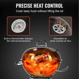 MS® - Barbecue op poten - Met wielen - BBQ grill - Houtskoolgrill met deksel - Met asopvang bak - Met handgreep - Grill Rooster van 55 cm - 83 x 68,5 x 105 cm — thumbnail 5