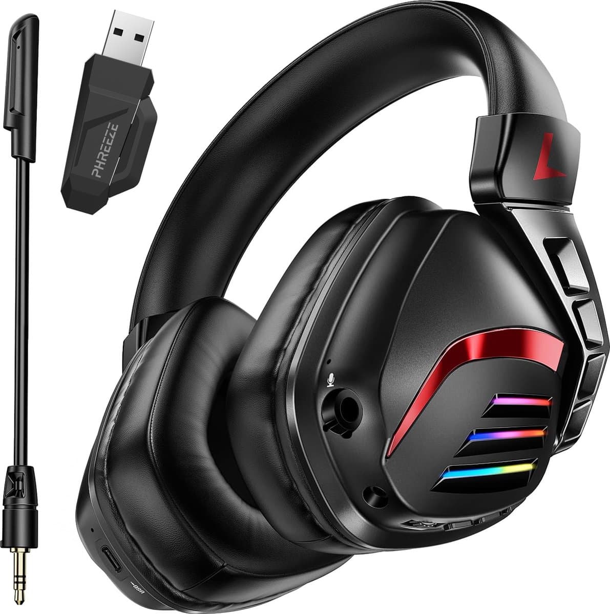 Phreeze GHW3 Gaming Headset met Microfoon - Bluetooth + 2.4Ghz USB C + USB A Dongle - Draadloos - RGB - 7.1 3D Surround Sound - Ultra Low Latency - Geschikt voor PS5, PS4, Nintendo Switch, PC Headsets PS5 — afbeelding 1