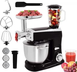 Royalty Line® PKM2100BG 3 in 1 Keukenmachine - 7.5 L Keukenrobot - Krachtig 2100W Foodprocessor - Keukenmixer Met Blender & Vleesmolen - Zwart — thumbnail 1