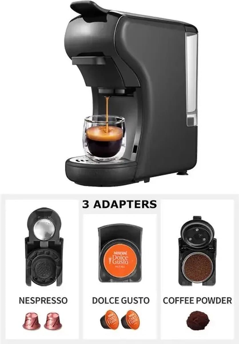 Luxe 3 in 1 Koffiemachine - Koffiezetapparaat - Koffie Automaat - Automatisch - Geschikt voor Nespresso, Dolce Gusto, Koffiepoeder - Zwart — afbeelding 1