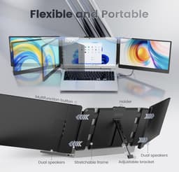 Stellar Cable-Model Triple Portable Monitor - 14 Inch Full HD - Extra beeldscherm laptop - Draagbaar monitor - Draagbare scherm voor laptop - HDMI - Type C — thumbnail 3