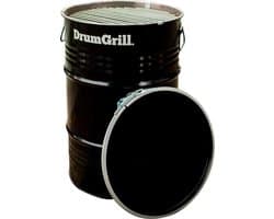 Drumgrill Small - Houtskoolbarbecue - Zwart Staal - Ø40x58 cm - 60L Olievat - Vuurkorf & Bijzettafel in 1 - Industrieel Design