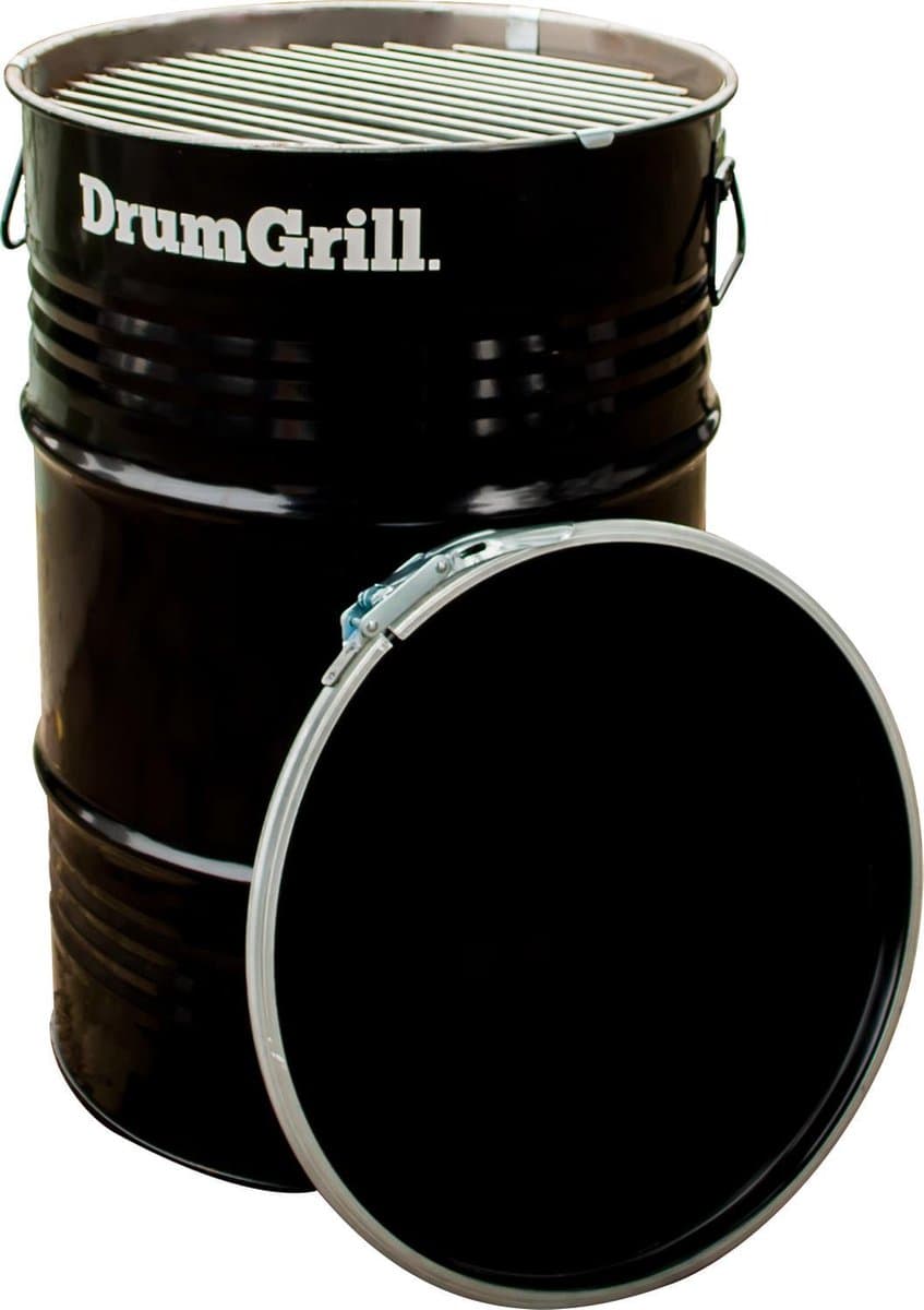 Drumgrill Small - Houtskoolbarbecue - Zwart Staal - Ø40x58 cm - 60L Olievat - Vuurkorf & Bijzettafel in 1 - Industrieel Design — afbeelding 1