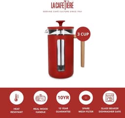 La Cafetière Pisa koffiezetapparaat met glazen frame en roestvrij, geborsteld stalen frame — thumbnail 3