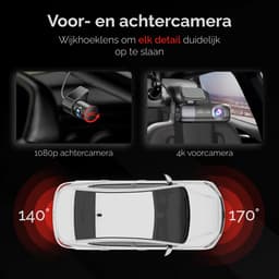RedTiger F9 Dual Dashcam voor auto - Ultra 4K & 1080P - Voor en Achter Camera - WiFi en GPS - met App - Sony Sensor - Nachtzicht - Parkeerbewaking - G Sensor - Loop opname - Full HD achter camera - Met 32GB SD Kaart — thumbnail 3