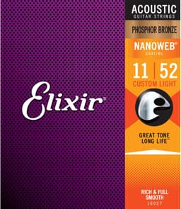 Elixir Strings NANOWEB - Akoestische Gitaarsnaren - Phosphor Bronze - Custom Light Gauge - 11-15-22-32-42-52 — thumbnail 1