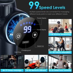 SnelShoppen - Mini-massagepistool met 99 snelheden, 8 massagekoppen, compact massageapparaat voor spierherstel, ontspanning en pijnverlichting — thumbnail 5
