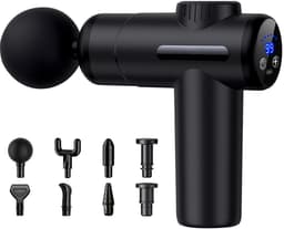 SnelShoppen - Mini-massagepistool met 99 snelheden, 8 massagekoppen, compact massageapparaat voor spierherstel, ontspanning en pijnverlichting — thumbnail 1