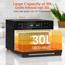 JCP® Airfryer met Stoom Functie - Airfryer met Stoomfunctie - Heteluchtfriteuse - Zwart - 46cm x 43cm x 37cm — thumbnail 2