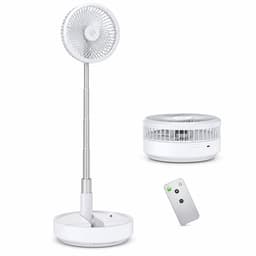 Opvouwbare Staande Ventilator – 7200 mAh – Afstandsbediening – Wit — thumbnail 1