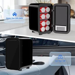 ITRONIQ Mini Koelkast 6 Liter - Mini Fridge Voor Skincare Drankjes en Make-up - Koelen en Verwarmen - 220V & 12V Auto - Zwart — thumbnail 4