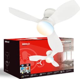 BRILONER Lufito - Plafondventilator met verlichting - LED plafondlamp met ventilator - ventilator lamp zomer- en wintermodus - dimbaar - CCT - Ø60 - wit — thumbnail 1