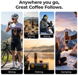 Rooscamp Draagbare Elektrische Espressomachine Koffiemachine | Koffiezet apparaat voor Onderweg Reis & Camping Koffiezetapparaat | Capsules & Gemalen Koffie | Portable Espresso Machine | Snelle Waterverwarming | 20 bar | 12 volt — thumbnail 2