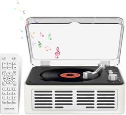 Retro Bluetooth-luidspreker - Bluetooth Luidspreker - Bleutooth Speakers - CD-speler - Bluetooth 5.0 - Meerdere Afspeelmodi - Dubbele Stereoluidsprekers - Wit — thumbnail 2