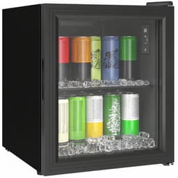 ECTEATOY® Drankenkoelkast Mini Koelkast - Vrijstaand Stil (39dB) & Glazen Deur - Voor 59 Blikjes - 46L - Zwart — thumbnail 1