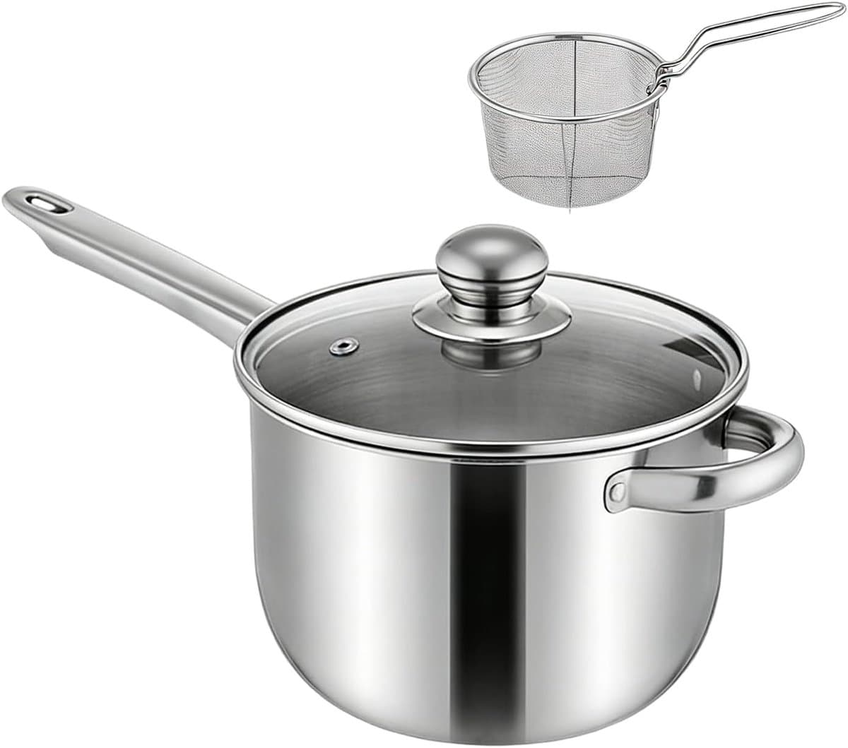 Mini Friteuse - Roestvrij Staal - Koken Vis Kip - Gelijkmatige Verwarming - 15x20x15 cm - Zilver — afbeelding 1