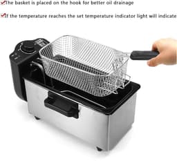 Elektrische Oliefriteuse - Friteuse met Mand - Thuis Frituren - Roestvrijstalen Mand - 35 Liter - Zilver — thumbnail 3