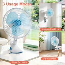 1 Clipventilator - 2 Windsnelheden - 23×33×11 cm - 3 Ventilatorbladen - Voorzien van een veilige clip - 3 meter snoer met afstandsbediening en timer - Geschikt voor bureaus, kantoren, slaapkamers, reizen, buiten en kamperen — thumbnail 3